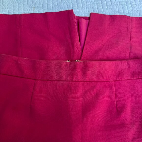 J. Crew Hot Pink Cotton Lined  Pencil Skirt Size 4 - Picture 3 of 6
